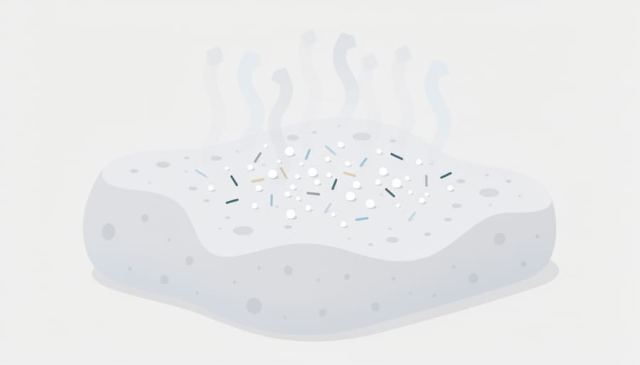 White baking soda sprinkled over the top of a foam mattress cover